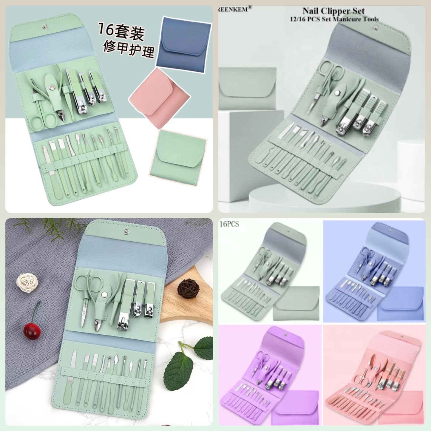 ✨16-Piece Professional Nail Care Kit with Elegant Storage Pouch – Complete Manicure & Pedicure Set
