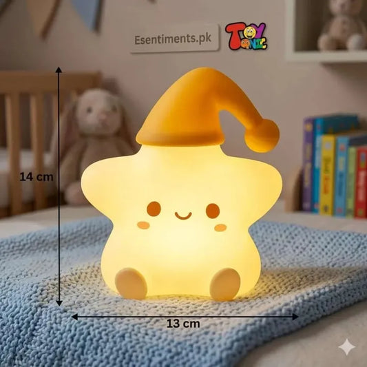 Cute Star Silicone LED Night Light – Rechargeable Multicolor Touch Control Lamp for Kids, Baby Nursery & Bedroom Decor | Perfect Gift ⭐