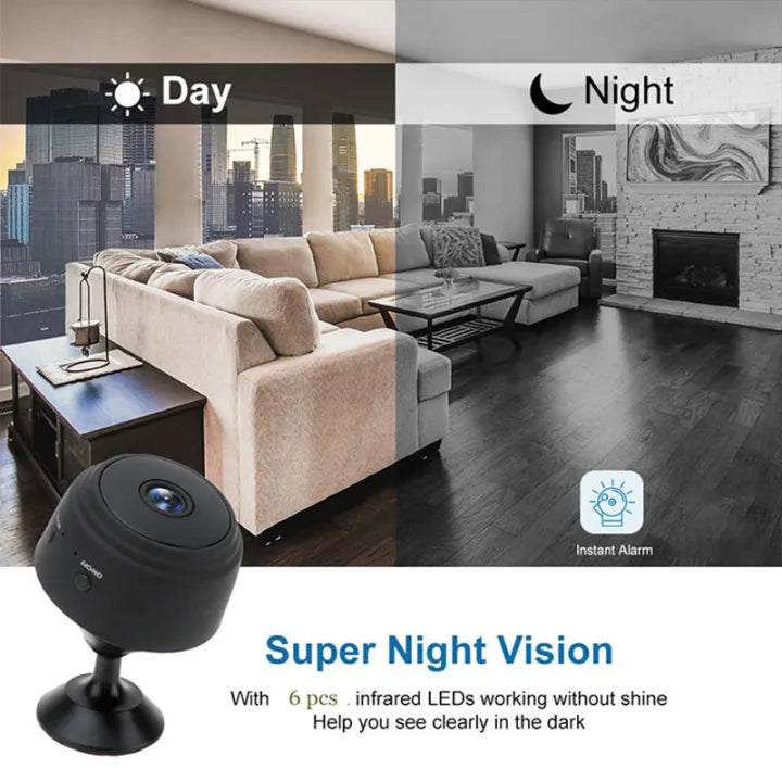 A9 Mini Smart WiFi Security Camera – 1080P HD Portable Indoor Camera with Night Vision & Motion Detection