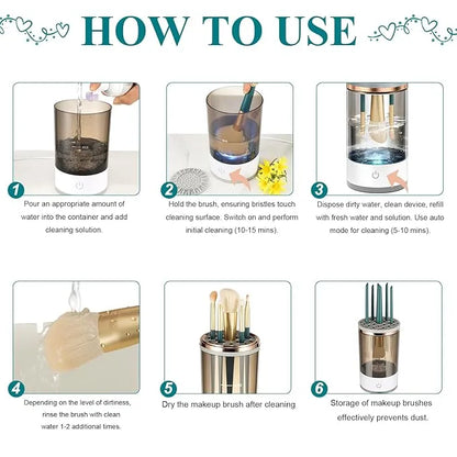 ✨ Premium 3-in-1 Electric Makeup Brush Cleaner & Dryer – Automatic USB Rechargeable Brush Washing Machine with Drying Stand