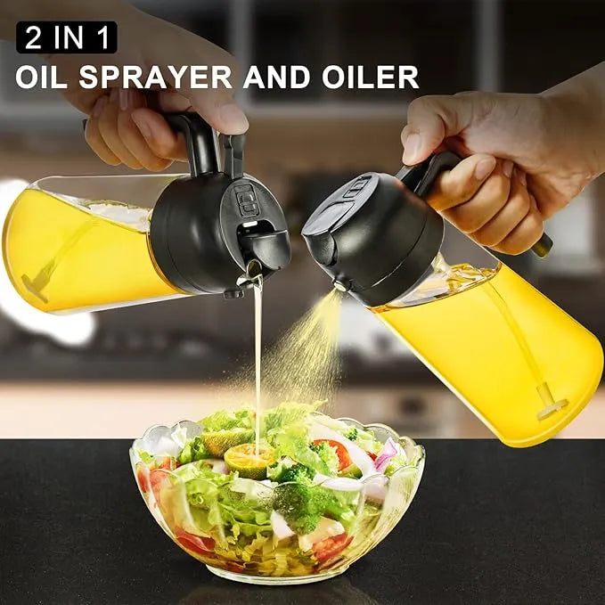 2-in-1 Oil Sprayer & Dispenser Bottle – 500ML Smart Kitchen Oil Control Bottle