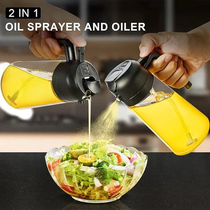 2-in-1 Oil Sprayer & Dispenser Bottle – 500ML Smart Kitchen Oil Control Bottle