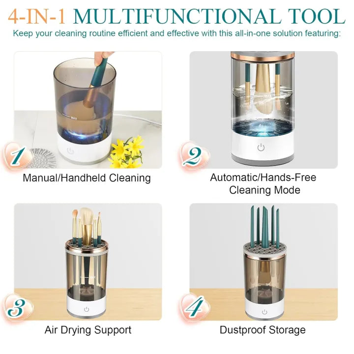 ✨ Premium 3-in-1 Electric Makeup Brush Cleaner & Dryer – Automatic USB Rechargeable Brush Washing Machine with Drying Stand