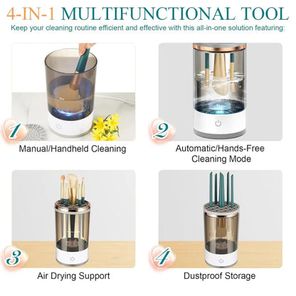 ✨ Premium 3-in-1 Electric Makeup Brush Cleaner & Dryer – Automatic USB Rechargeable Brush Washing Machine with Drying Stand