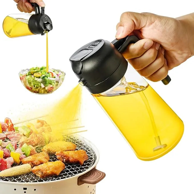2-in-1 Oil Sprayer & Dispenser Bottle – 500ML Smart Kitchen Oil Control Bottle