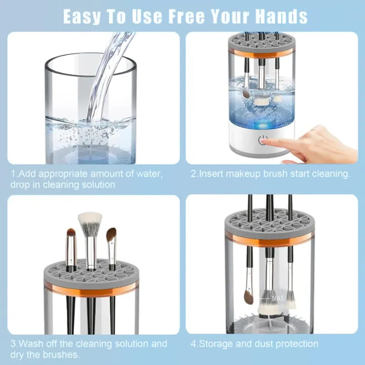 ✨ Premium 3-in-1 Electric Makeup Brush Cleaner & Dryer – Automatic USB Rechargeable Brush Washing Machine with Drying Stand