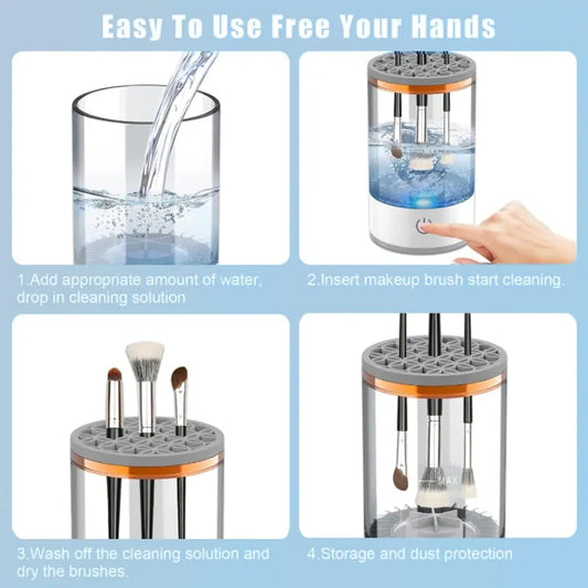 ✨ Premium 3-in-1 Electric Makeup Brush Cleaner & Dryer – Automatic USB Rechargeable Brush Washing Machine with Drying Stand