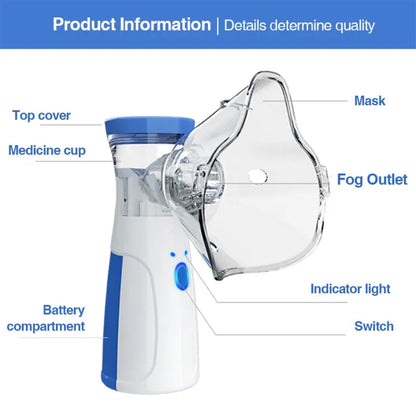 ⭐  Portable Mesh Nebulizer | Silent Handheld Inhaler for Kids & Adults