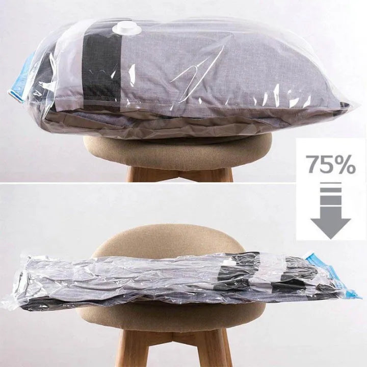 Vacuum Storage Bags with Hand Pump – Reusable Space Saver Compression Bags for Clothes, Blankets & Bedding