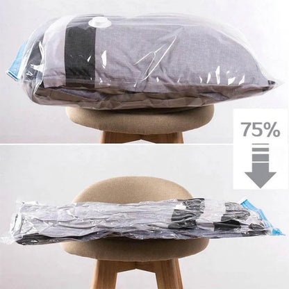 Vacuum Storage Bags with Hand Pump – Reusable Space Saver Compression Bags for Clothes, Blankets & Bedding