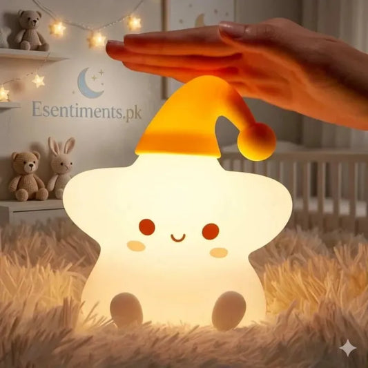 Cute Star Silicone LED Night Light – Rechargeable Multicolor Touch Control Lamp for Kids, Baby Nursery & Bedroom Decor | Perfect Gift ⭐