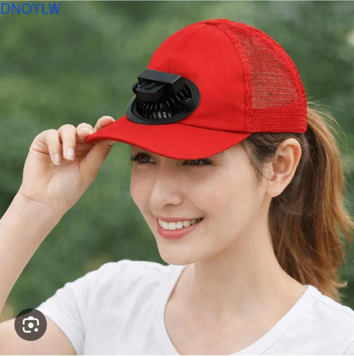 ⭐Rechargeable Cooling Fan Hat | Breathable Mesh Summer Cap with USB Type-C Charging