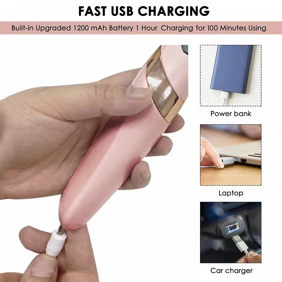 Rechargeable Electric Foot File | Professional Callus Remover & Pedicure Tool for Smooth, Soft Feet | USB Cordless Foot Care Device