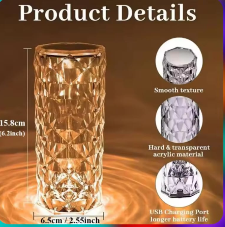 💎 Rechargeable Crystal Touch Lamp with Remote – Luxury Dimmable LED Table Lamp