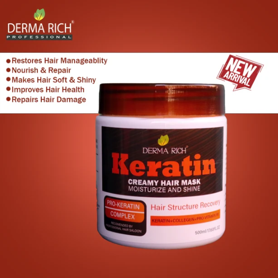 Derma Rich Pro Keratin Hair Mask – Deep Nourishing & Smoothing Treatment