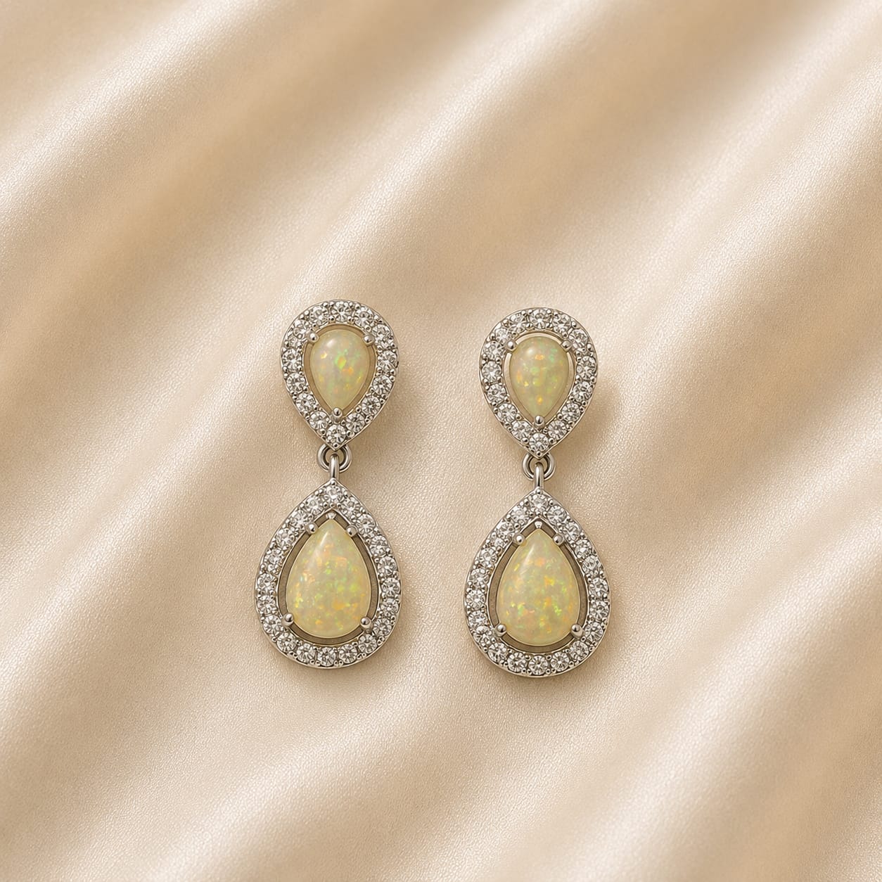 🌟Elegant Teardrop Opal Drop Earrings for Women – Crystal-Embellished Dangle Earrings | Sophisticated Party & Occasion Jewelry