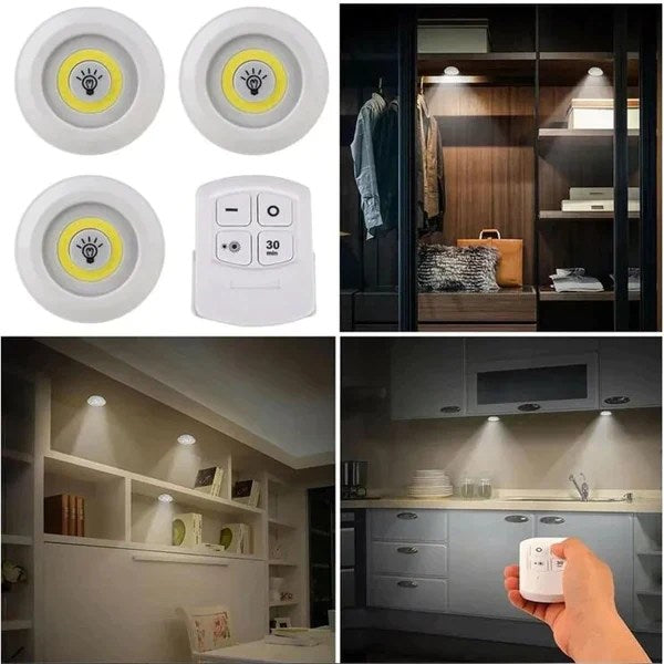 🌟Premium Tap LED Lights with Remote Control – Wireless Touch-Activated Cabinet & Closet Lights | Pack of 3