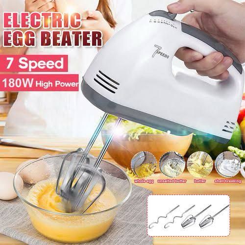 ✨Scarlett 7-Speed Electric Hand Mixer – Powerful Egg Beater with Chrome Beaters & Dough Hooks for Baking