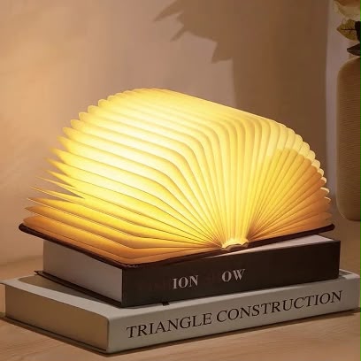 LED Wooden Book Lamp – Foldable 3D Magnetic Book Light | USB Rechargeable | 3 Color Lighting Modes | Modern Home & Bedroom Decor