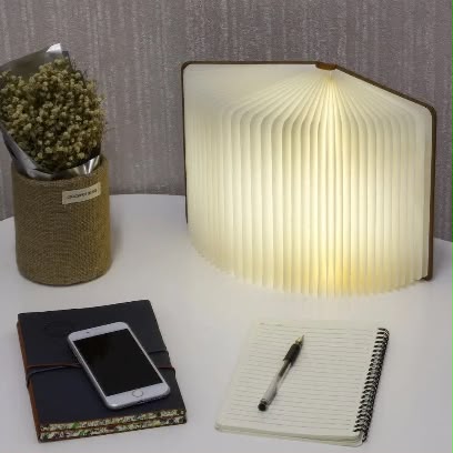 LED Wooden Book Lamp – Foldable 3D Magnetic Book Light | USB Rechargeable | 3 Color Lighting Modes | Modern Home & Bedroom Decor