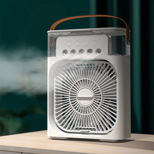 🔥3-in-1 Portable Air Cooler Fan | USB Mini AC with Mist, Humidifier & LED Lights