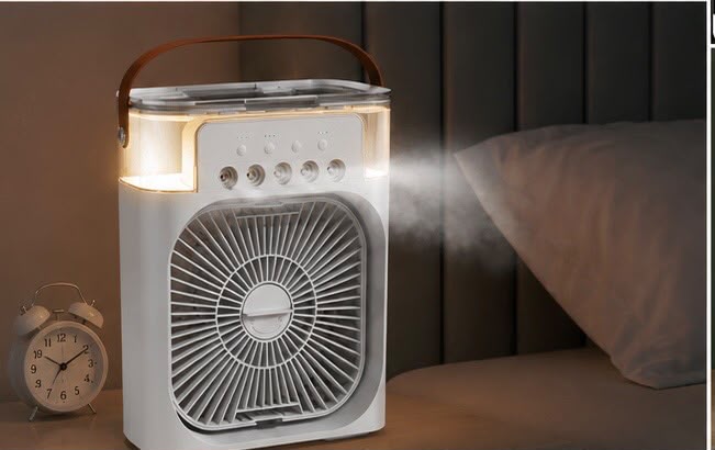 🔥3-in-1 Portable Air Cooler Fan | USB Mini AC with Mist, Humidifier & LED Lights