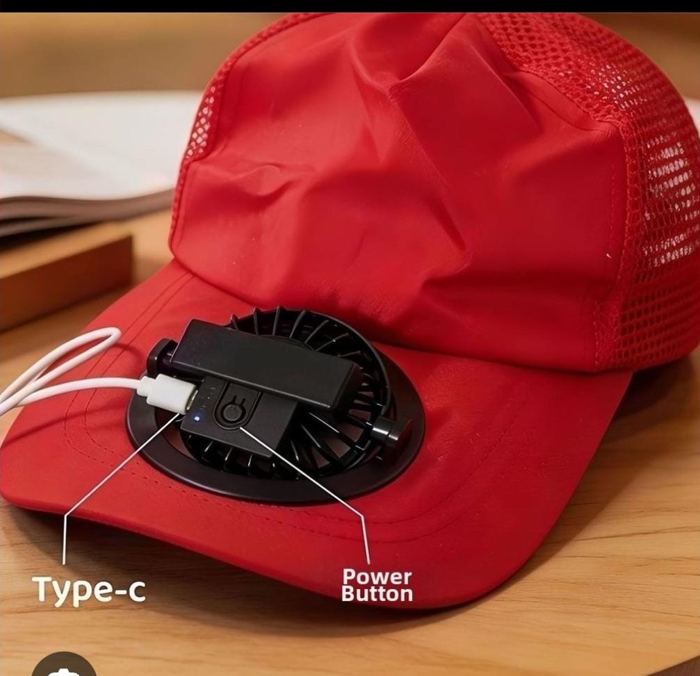 ⭐Rechargeable Cooling Fan Hat | Breathable Mesh Summer Cap with USB Type-C Charging