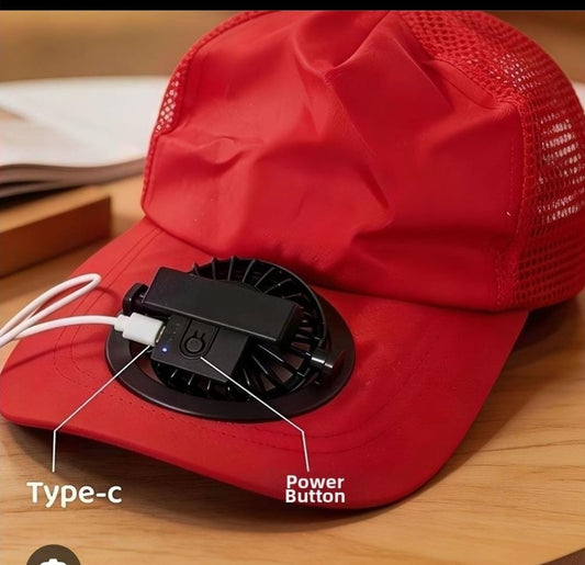 ⭐Rechargeable Cooling Fan Hat | Breathable Mesh Summer Cap with USB Type-C Charging