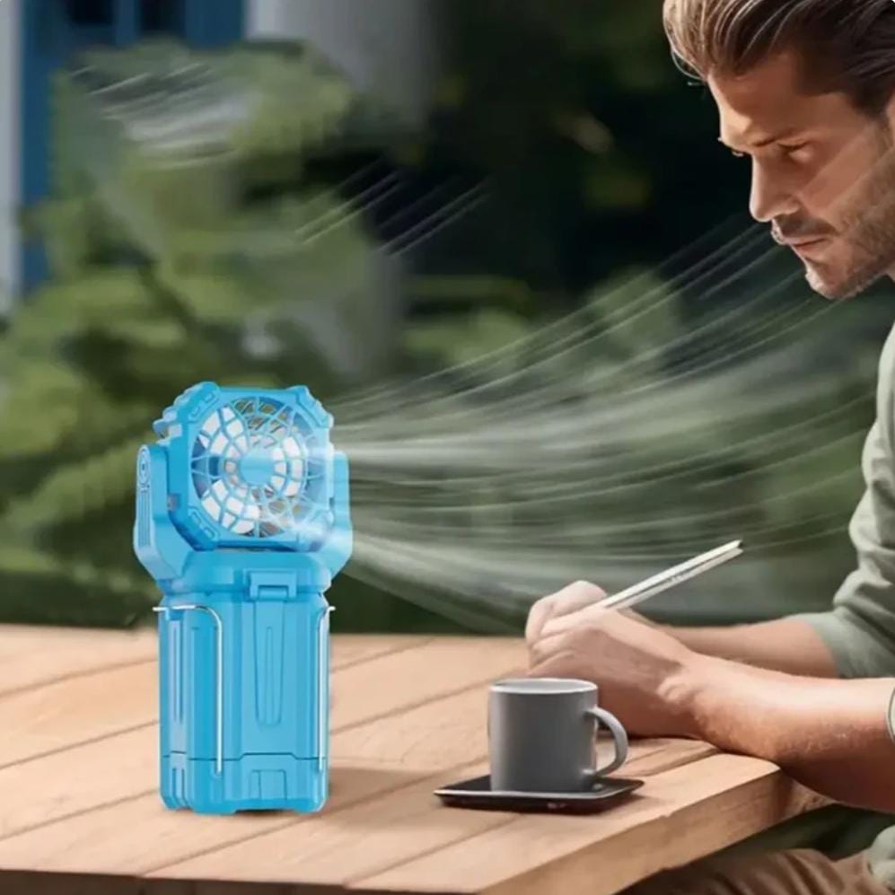🌟Multifunction Rechargeable Solar Camping Lantern with High-Speed Fan, LED Torch & 5V Power Bank | Portable Emergency Light for Camping, Hiking & Outdoor Adventures