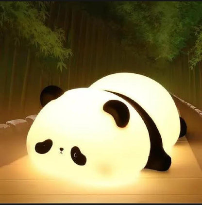 🌟Cute Panda Silicone LED Night Light – USB Rechargeable Touch Control Night Lamp for Kids, Baby Nursery & Bedroom | Soft Warm Glow Gift