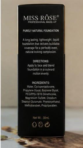✨Miss Rose Professional Purely Natural Liquid Foundation – Full Coverage Soft Matte Finish Makeup Base (30ml)