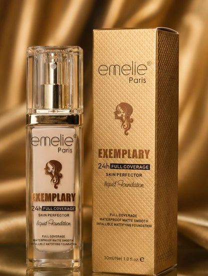 Emelie Paris 24H Skin Perfector™ Full Coverage Liquid Foundation – Flawless Matte Finish & Long-Lasting Beauty