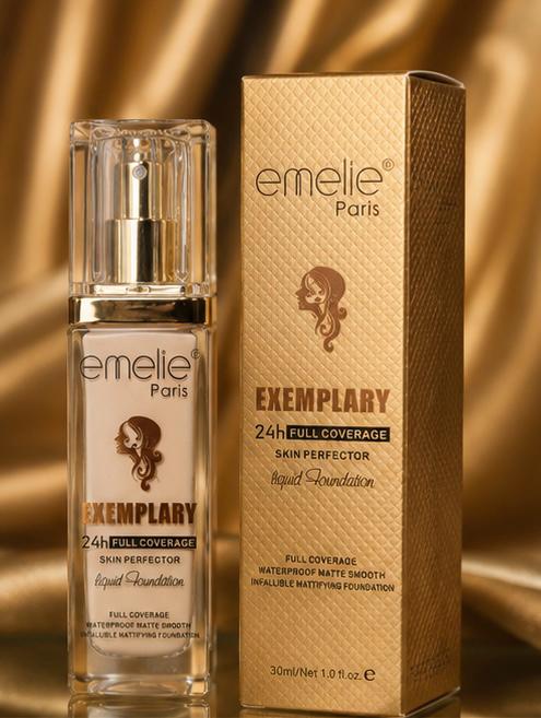 Emelie Paris 24H Skin Perfector™ Full Coverage Liquid Foundation – Flawless Matte Finish & Long-Lasting Beauty