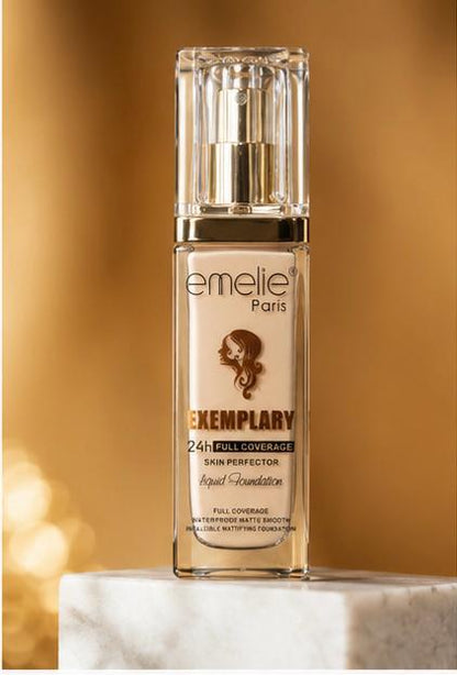 Emelie Paris 24H Skin Perfector™ Full Coverage Liquid Foundation – Flawless Matte Finish & Long-Lasting Beauty