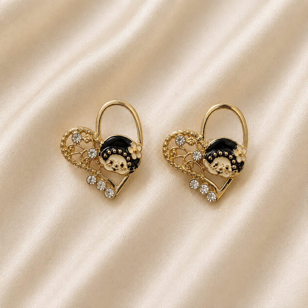✨Golden Heart Rhinestone Earrings for Women – Elegant Floral Crystal Statement Jewelry | Luxury Party & Occasion Wear
