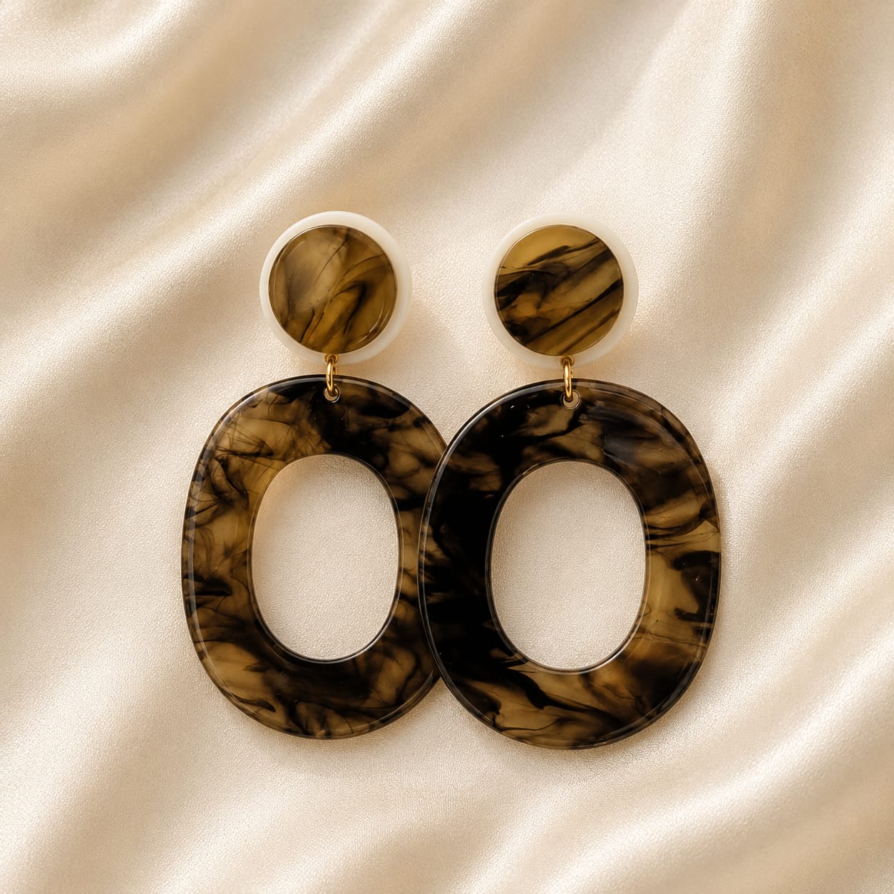 ✨Tortoiseshell Brown Oval Drop Earrings for Women – Glossy Acrylic Statement Jewelry with Golden Accent | Elegant Everyday & Occasion Wear