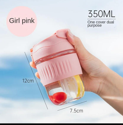 ✨Premium Glass Sipper Bottle with Straw – Portable Heat-Resistant Coffee, Juice & Milk Tea Tumbler