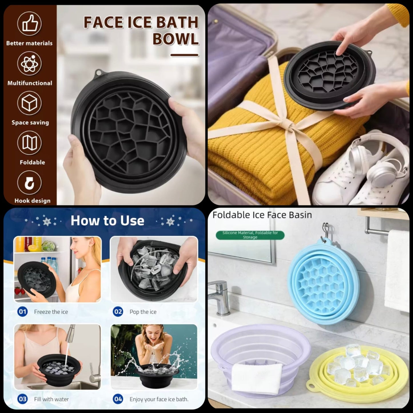 ✨Premium Silicone Facial Ice Bath Bowl – Reusable Cold Therapy & Refreshing Skincare Bowl