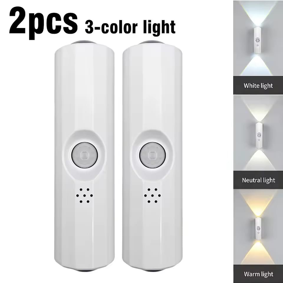 ✨Smart Dual-Head Motion Sensor LED Wall Light – Wireless Magnetic Night Lamp with Sunset Ambient Lighting