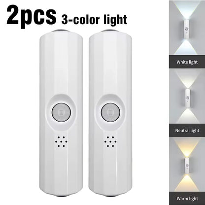 ✨Smart Dual-Head Motion Sensor LED Wall Light – Wireless Magnetic Night Lamp with Sunset Ambient Lighting