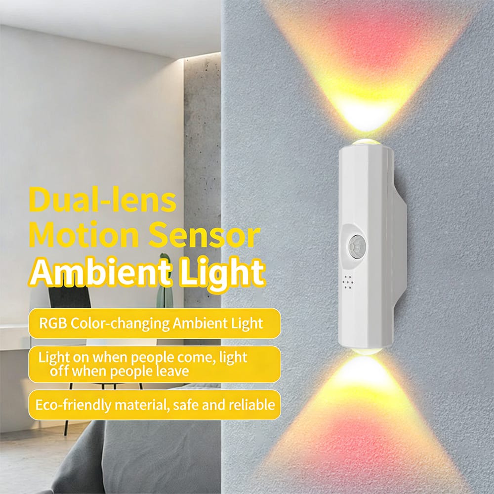 ✨Smart Dual-Head Motion Sensor LED Wall Light – Wireless Magnetic Night Lamp with Sunset Ambient Lighting