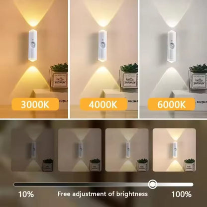 ✨Smart Dual-Head Motion Sensor LED Wall Light – Wireless Magnetic Night Lamp with Sunset Ambient Lighting