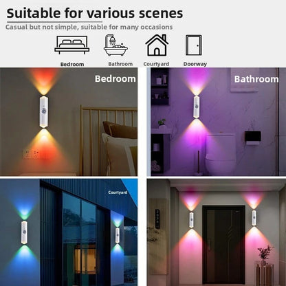 ✨Smart Dual-Head Motion Sensor LED Wall Light – Wireless Magnetic Night Lamp with Sunset Ambient Lighting