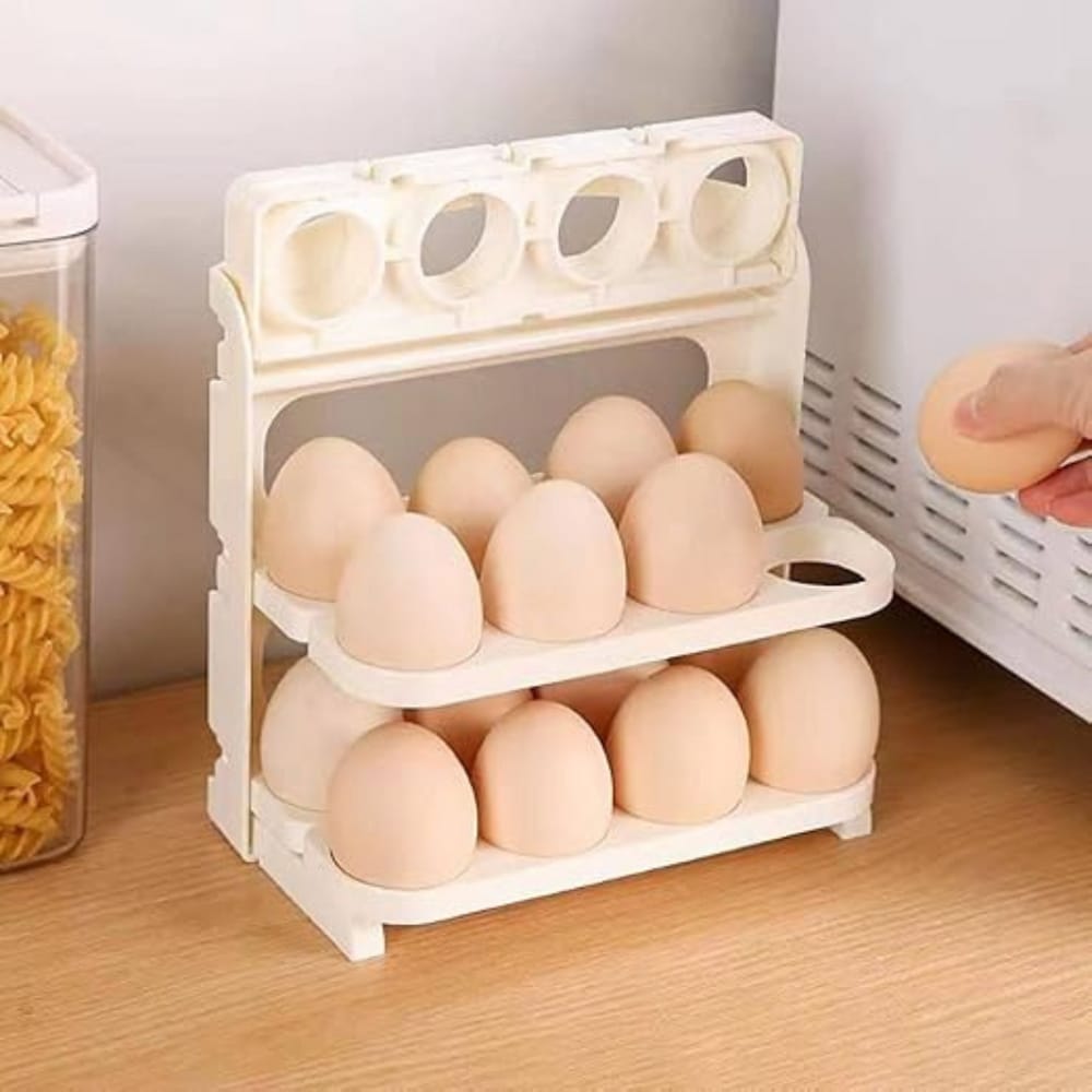 ✨Premium 3-Tier Folding Egg Storage Rack – Space-Saving Organizer for Up to 24 Eggs | High-Quality Kitchen Essential