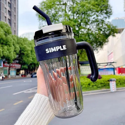 AquaLuxe™ 650ML Glass Tumbler with Handle & Straw