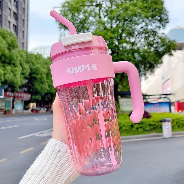 AquaLuxe™ 650ML Glass Tumbler with Handle & Straw