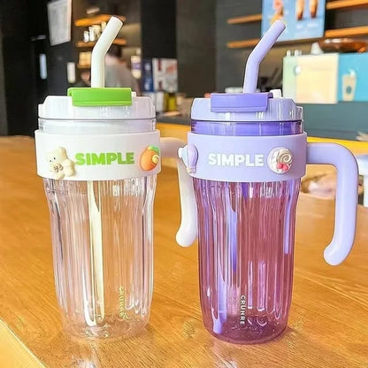 AquaLuxe™ 650ML Glass Tumbler with Handle & Straw