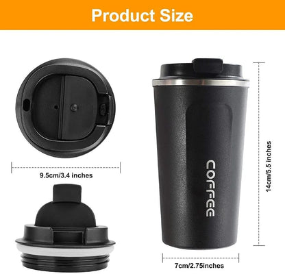 ThermoLuxe™ Black Coffee Travel Mug – Double-Wall Insulated Stainless Steel Tumbler