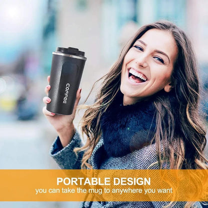 ThermoLuxe™ Black Coffee Travel Mug – Double-Wall Insulated Stainless Steel Tumbler