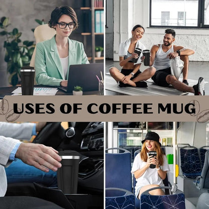 ThermoLuxe™ Black Coffee Travel Mug – Double-Wall Insulated Stainless Steel Tumbler